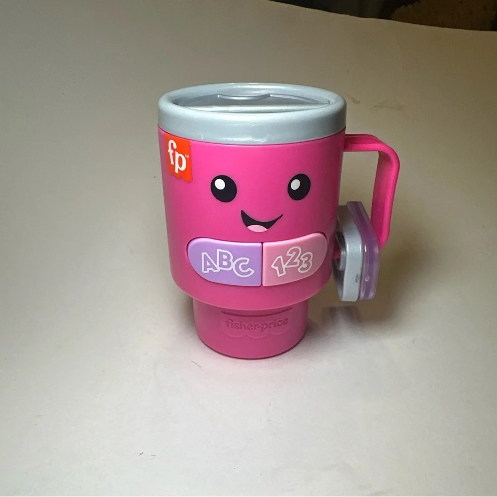 Fisher Price Laugh & Learn Wake Up & Learn Coffee Mug Cup Pink Talking Singing